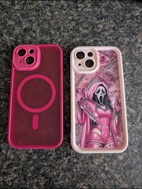 Pink Graphic and Magenta MagSafe-Compatible iPhone Cases - Pack of 2 iPhone 15